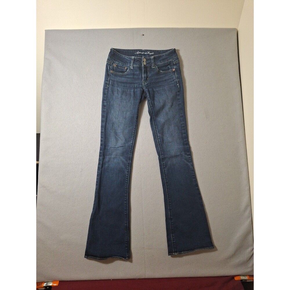 American Eagle Artist Jeans Womens 2 Boot Low Rise Dark Wash Stretch 26x33 Long